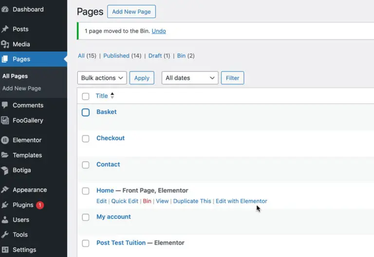 Adding a page in WordPress
